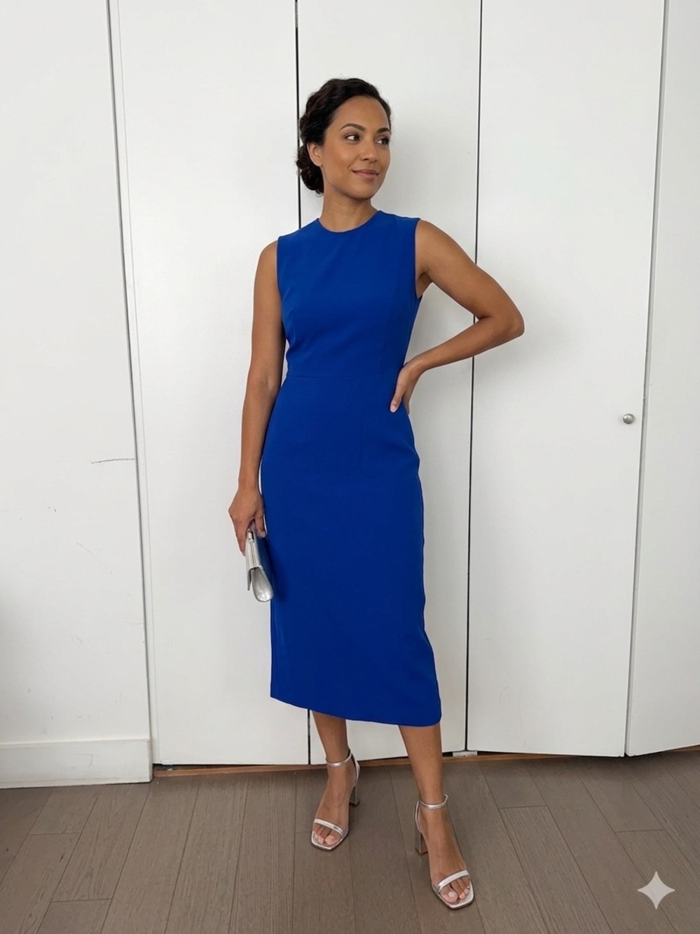 Zara Cobalt Blue Sleeveless Midi Dress